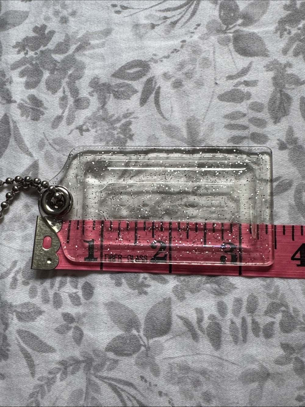 Coach Clear Glitter Acrylic hangtag with Silver Ball Chain